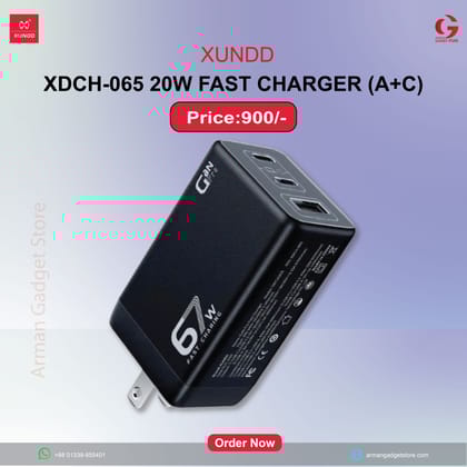 XUNDD XDCH-065 20W Fast Charger (A+C Dual Port)