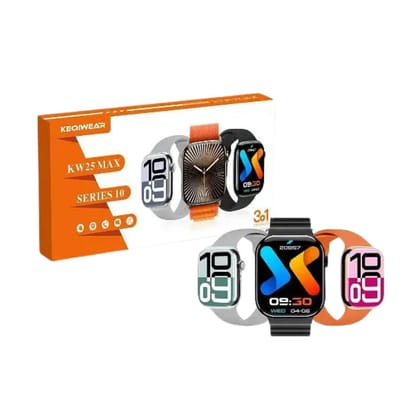 KEQIWEAR KW25 MAX Smart AMOLED Watch | Health & Fitness | 3 Straps | Android & iOS