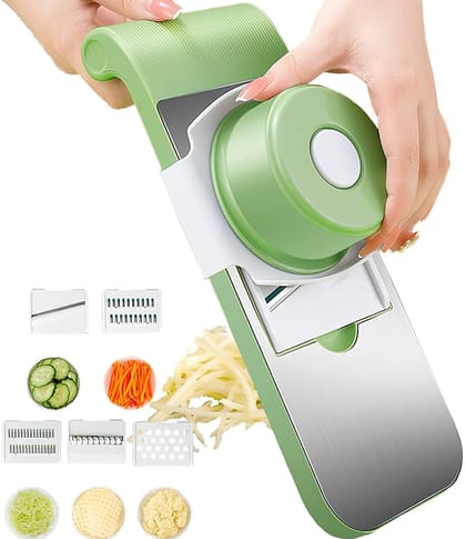 (vegetable cutter) Safe Mandoline Slicer for Kitchen Professional Cucumber Veggie Mandolin Slicer Hand Held Japanese Kitchen Chopping Artifact 5 in 1 Vegetable Potato Chip Slicer for Scalloped Potatoes Kitchen Slicer