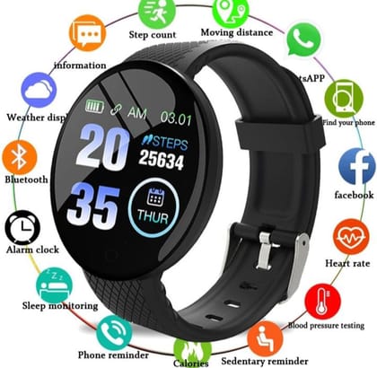 D18 Smart Watch Heart Rate Monitor Men's Women's Smartwatch Round Fitness Digital ...