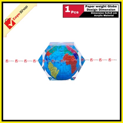 Paper weight Globe Design Dimension 5x5x5 cm Acrylic Material Random Design