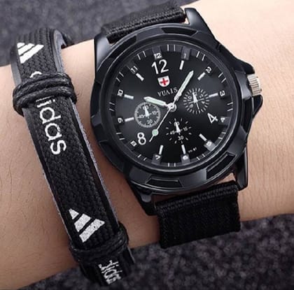 Fabric Canvas Strap Casual Cool Sport Round Dial Wrist Watch
