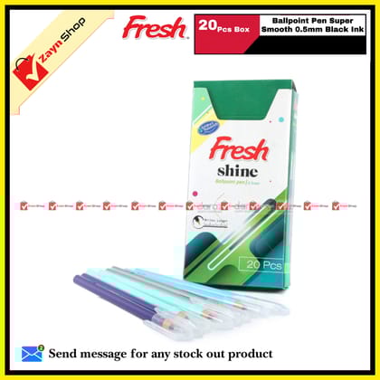 Fresh Shine Ballpoint Pen Super Smooth 0.5mm Black Ink (20 pcs Box)