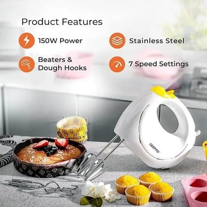 Geepas- GHM43012 150W Hand Mixer