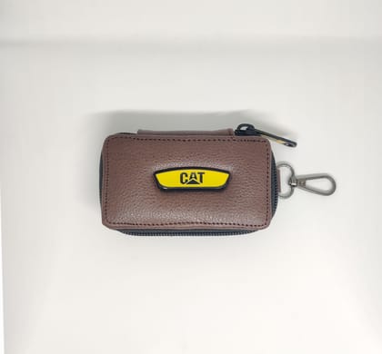 KroyShala Cat Design Leather Key Holder for Men – Zipper Wallet Keychain for Car, Bike, Bikers, Home & Office Use – 100% Genuine Leather