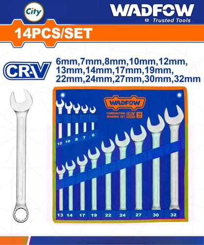 ১৪ পিস কম্বিনেশন স্প্যানার সেট ৬ থেকে ৩২ মিমি পর্যন্ত WADFOW WSP1M14