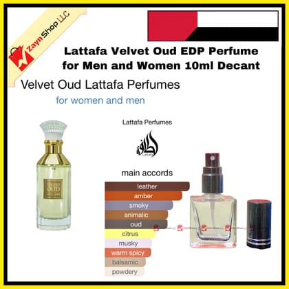 Lattafa Velvet Oud EDP Perfume for Men and Women 10ml Decant
