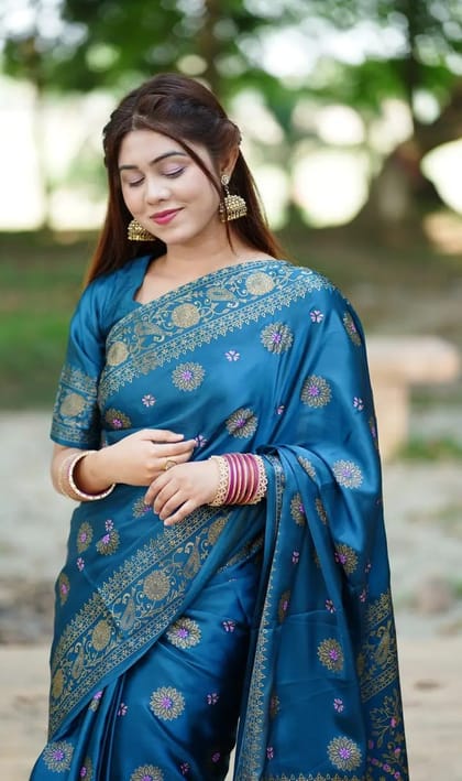 Japani Silk Skin Print Sharee with Blouse Piece