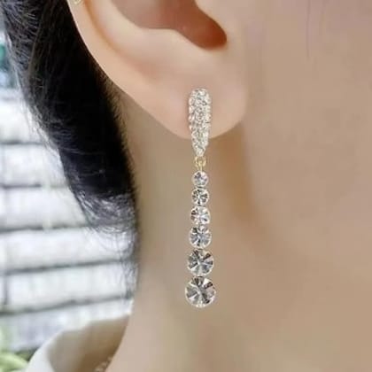 2024 New Inlaid Zircon Long Tassel Gold Colour Earrings For Women