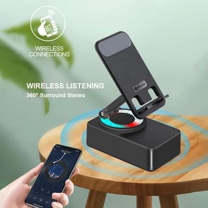 KISONLI M-1 Wireless Folding Bracket RGB Bluetooth Speaker With 360 Degree Phone Holder Stand