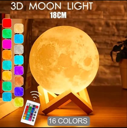 Rechargeable 3D Moon Lamp With Remote -18 CM