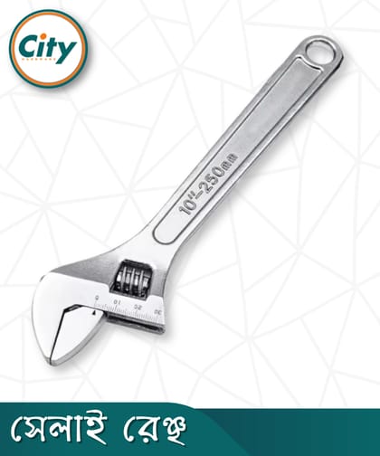 ১০ ইঞ্চি হেভি ডিউটি ​​অ্যাডজাস্টেবল রেঞ্চ অতিরিক্ত ক্ষমতা সহ অ্যাডজাস্টেবল শিফটার মুভেবল স্প্যানার ক্রোম ফিনিশ