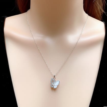 Fantasy Colorful Acrylic Butterfly Pendant Necklace For Womens