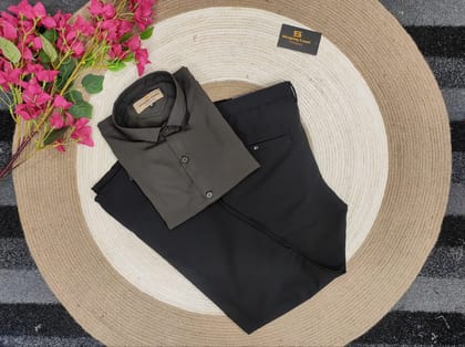 Formal Black pant with dark brown shirt