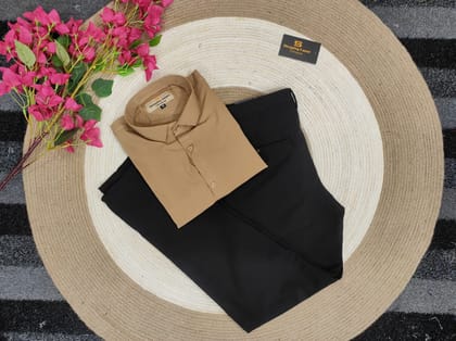 Formal Black pant woth brown shirt