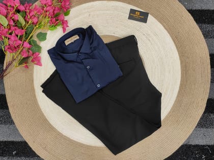 Formal Black pant with nevy shirt