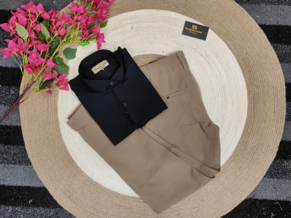 Formal Brown pant with black shirt