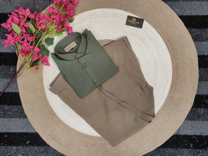 Formal Brown pant with Olive shirt