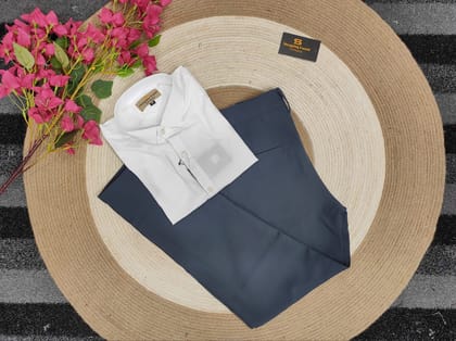 Formal Nevy pant with white shirt