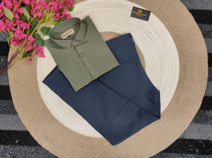 Formal Nevy pant with Olive shirt