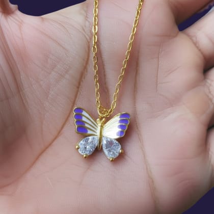Fantasy Colorful Acrylic Butterfly Pendant Necklace For Womens