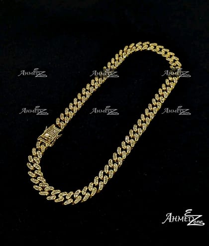 Trendy Iced Out Necklace Golden Color