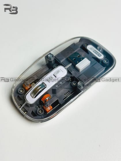 GearUP WM30 Transparent Crystal 2.4G + Bluetooth Magnetic Wireless Mouse- Gray Color