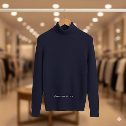 Classic Nevy Blue Turtleneck Sweater