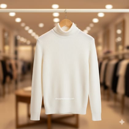 Classic White Turtleneck Sweater