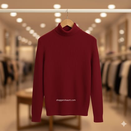 Classic Maroon Turtleneck Sweater