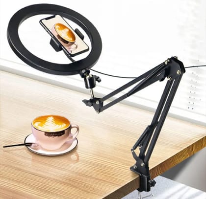 Overhead Video Stand with 10 inch Ring Light and Phone Mount for Drawing, Cooking Video, Facebook, YouTube Live Streaming