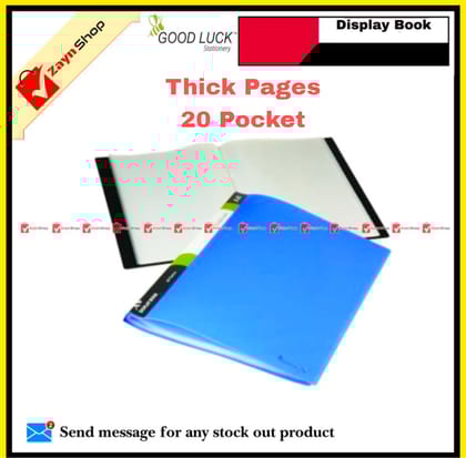 Good Luck Display Book 20/30/40/ 60 pocket Thick Plastic File Folder Display Presentation Book, A4 Size Random color 1pcs
