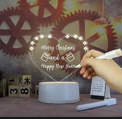 3D LED Love Shape Note Board USB Message Board with Pen Creative Valentine's Day Acry...