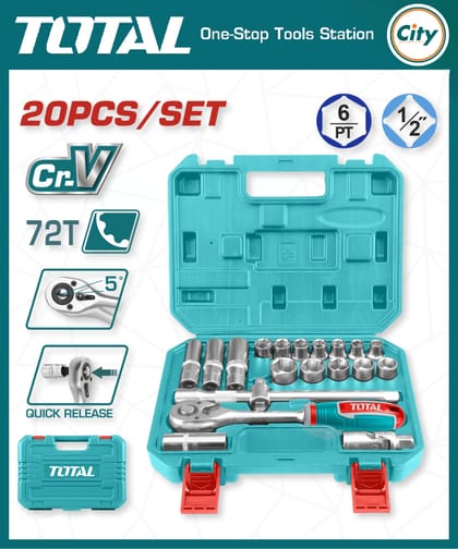 ২০ পিস ১/২" সকেট সেট TOTAL THT121201