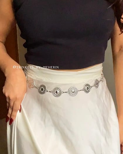 Ethnic circle silver chain