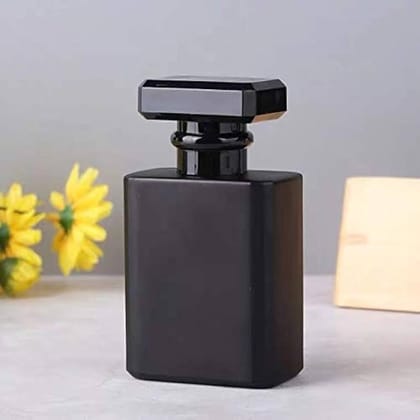 Empty Perfume Atomizer Refillable Black Square Glass Spray 50ml Bottle  1 pcs
