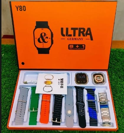 Y80 Ultra Smartwatch with 8 Strap bluetooth Calling Smartwatch 2.02" Display