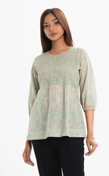Pastel Mint Cotton Tunic with Lace