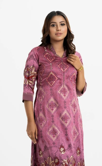 Magenta Woven Cotton Kurti