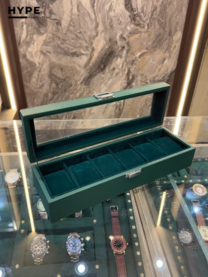 6 Slots Leather Watch Organizer Box (Green)