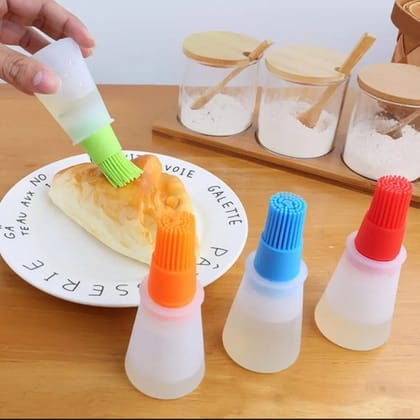 Oil Bottle Tool with Silicone Brush Heat Resistant BBQ Basting Barbecue Brush Cooking Frying Pastry Oil Brush