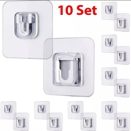 10Pair Double Sided Wall Adhesive Hook Socket Holder