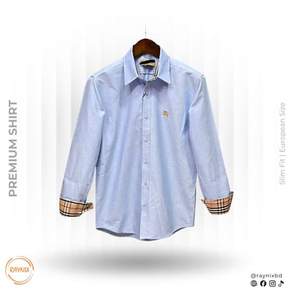Burberry Men’s Premium Sky Blue Slim-Fit Casual Shirt