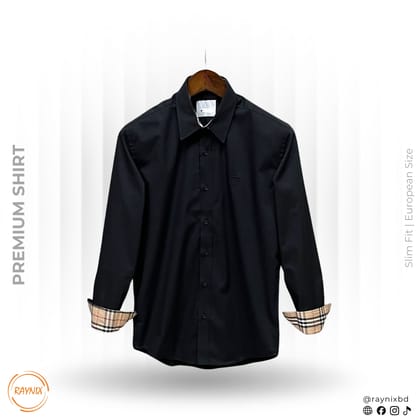 Burberry Men’s Premium Onyx Black Slim-Fit Luxury Dress Shirt