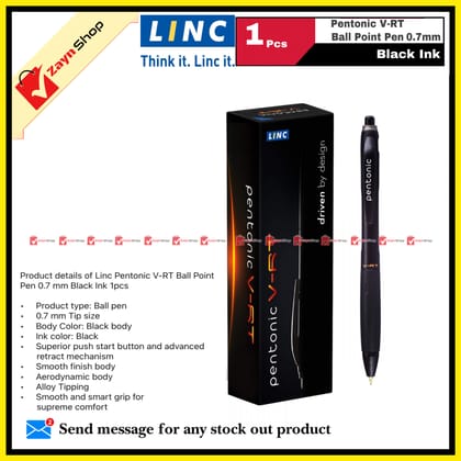 Linc Pentonic V-RT/ BRT Ball Point Pen 0.7 mm Black Ink 1pcs