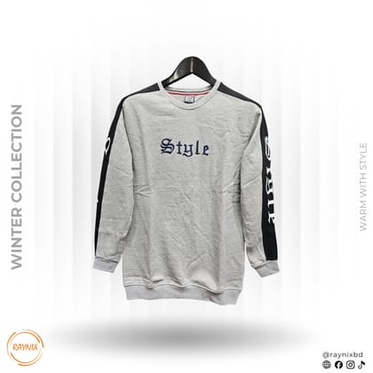 STYLE "Winter Collection" Contrast Panel Crewneck Sweatshirt – Heather Grey