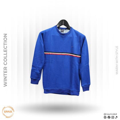 TOMMY HILFIGER Winter Collection Chest Stripe Crewneck – Royal Blue