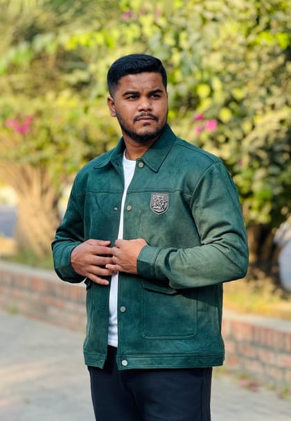 Premium Faux Suede Trucker Jacket for Men