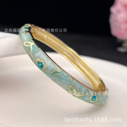 Double Blue Flower Bangle