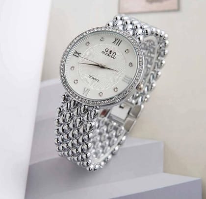 Stainless Steel Silver Simple Quartz Watch Lady Clock Casual Fashion